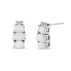 Thumbnail Image 1 of Oval Opal and Diamond Accent Stacked Trio Drop Earrings in 14K White Gold