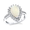Thumbnail Image 1 of Pear-Shaped Opal and 3/8 CT. T.W. Diamond Sunburst Frame Ring in 14K White Gold
