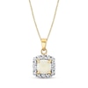 Thumbnail Image 1 of 6.0mm Cushion-Shaped Opal and 1/4 CT. T.W. Diamond Frame Pendant in 14K Gold