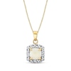 Thumbnail Image 0 of 6.0mm Cushion-Cut Opal and 1/4 CT. T.W. Diamond Frame Pendant in 14K Gold