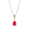 Thumbnail Image 0 of Pear-Shaped Ruby and Diamond Accent Drop Pendant in 14K Gold