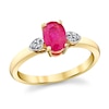 Thumbnail Image 1 of Oval Ruby and Diamond Accent Pear-Sides Ring in 10K Gold