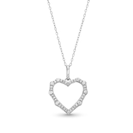 1/4 CT. T.W. Diamond Scallop Open Heart Pendant in Sterling Silver