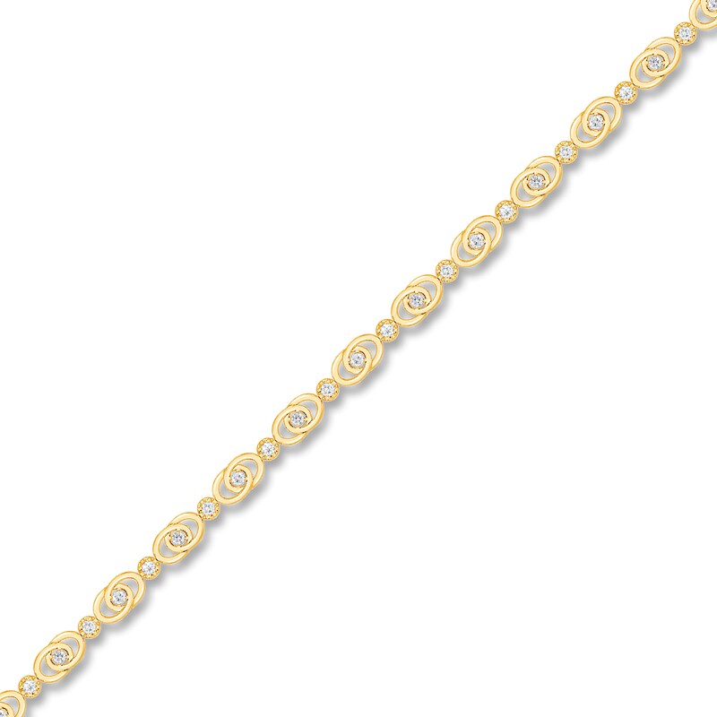 Main Image 1 of 1 CT. T.W. Diamond Interlocking Oval Link Bracelet in 10K Gold