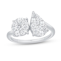1 CT. T.W. Multi Diamond Toi et Moi Ring in 10K White Gold