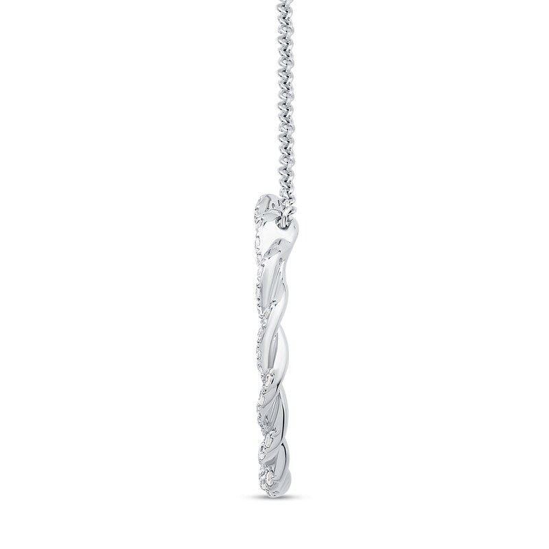 Main Image 2 of 1/2 CT. T.W. Diamond Large Twist Circle Necklace in 10K White Gold - 19"
