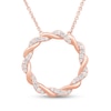 Thumbnail Image 1 of 1/4 CT. T.W. Diamond and Polished Twist Circle Necklace in 10K Rose Gold - 19"