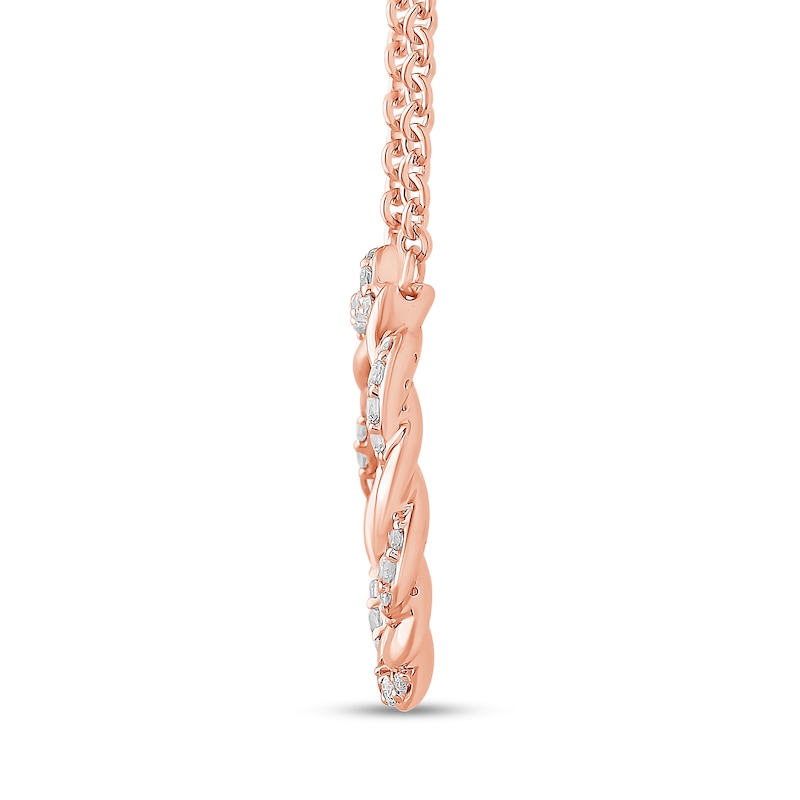 Main Image 2 of 1/4 CT. T.W. Diamond and Polished Twist Circle Necklace in 10K Rose Gold - 19"