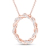 Thumbnail Image 3 of 1/4 CT. T.W. Diamond and Polished Twist Circle Necklace in 10K Rose Gold - 19"