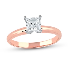 1 CT. Certified Princess-Cut Lab-Grown Diamond Solitaire Engagement Ring in 14K Rose Gold (F/VS2)