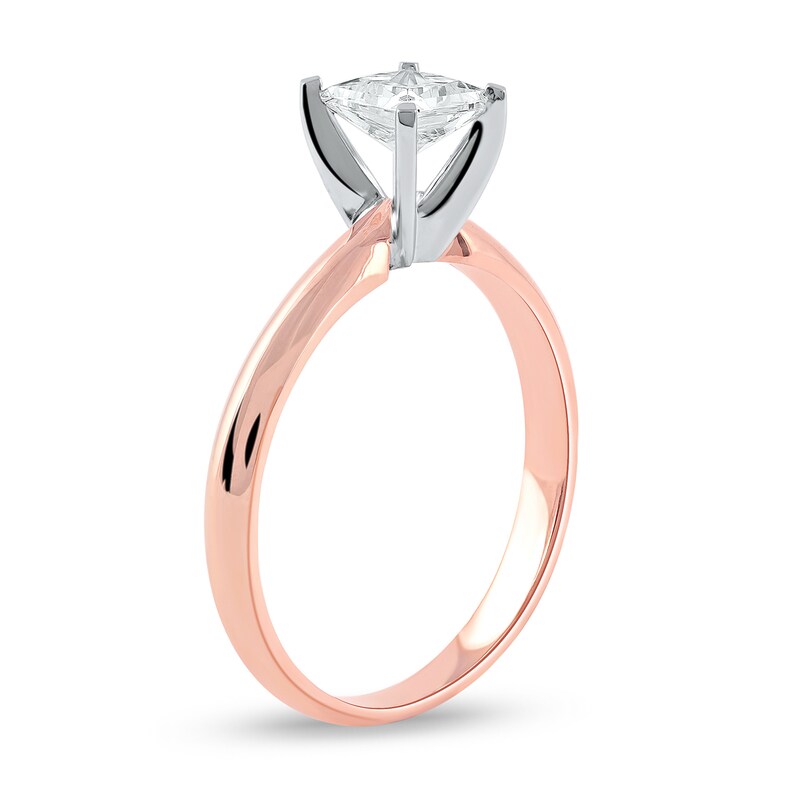 Main Image 2 of 1 CT. Certified Princess-Cut Lab-Grown Diamond Solitaire Engagement Ring in 14K Rose Gold (F/VS2)