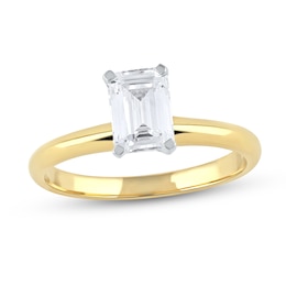 1 CT. Certified Emerald-Cut Lab-Grown Diamond Solitaire Engagement Ring in 14K Gold (F/VS2)