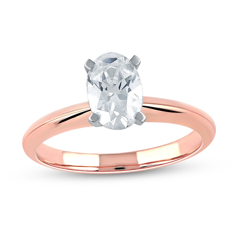 Main Image 1 of 1 CT. Certified Oval Lab-Grown Diamond Solitaire Engagement Ring in 14K Rose Gold (F/VS2)