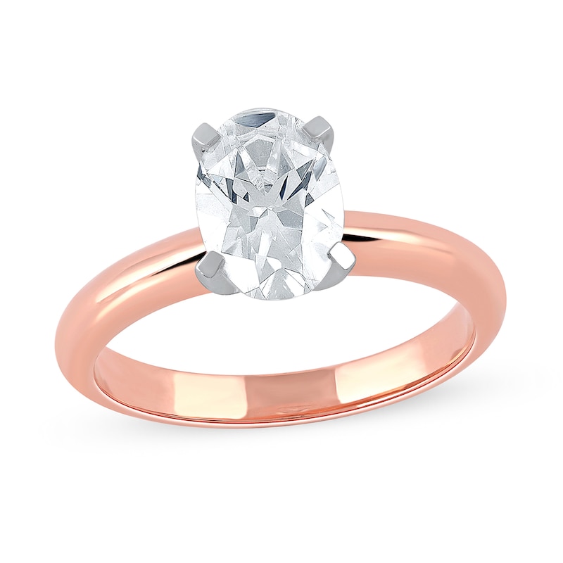 Main Image 1 of 1-1/2 CT. Certified Oval Lab-Grown Diamond Solitaire Engagement Ring in 14K Rose Gold (F/VS2)