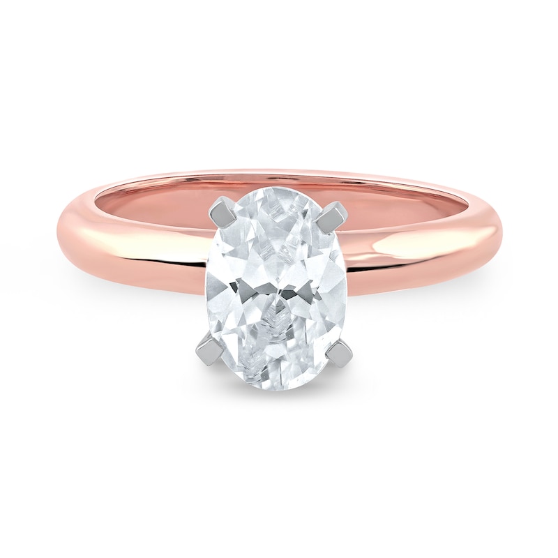 Main Image 3 of 1-1/2 CT. Certified Oval Lab-Grown Diamond Solitaire Engagement Ring in 14K Rose Gold (F/VS2)