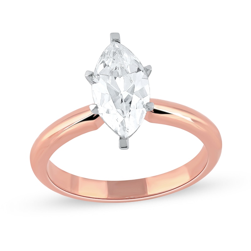 Main Image 1 of 1 CT. Certified Marquise Lab-Grown Diamond Solitaire Engagement Ring in 14K Rose Gold (F/VS2)