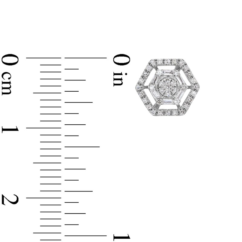 Main Image 3 of 1/5 CT. T.W. Hexagon Multi-Diamond Open Frame Stud Earrings in Sterling Silver