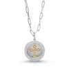 Thumbnail Image 1 of 1/4 CT. T.W. Diamond Flared Cross Medallion Pendant in Sterling Silver and 10K Gold