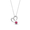 Thumbnail Image 1 of 5.0mm Lab-Created Ruby and White Lab-Created Sapphire Tilted Heart Pendant in Sterling Silver