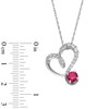 Thumbnail Image 2 of 5.0mm Lab-Created Ruby and White Lab-Created Sapphire Tilted Heart Pendant in Sterling Silver