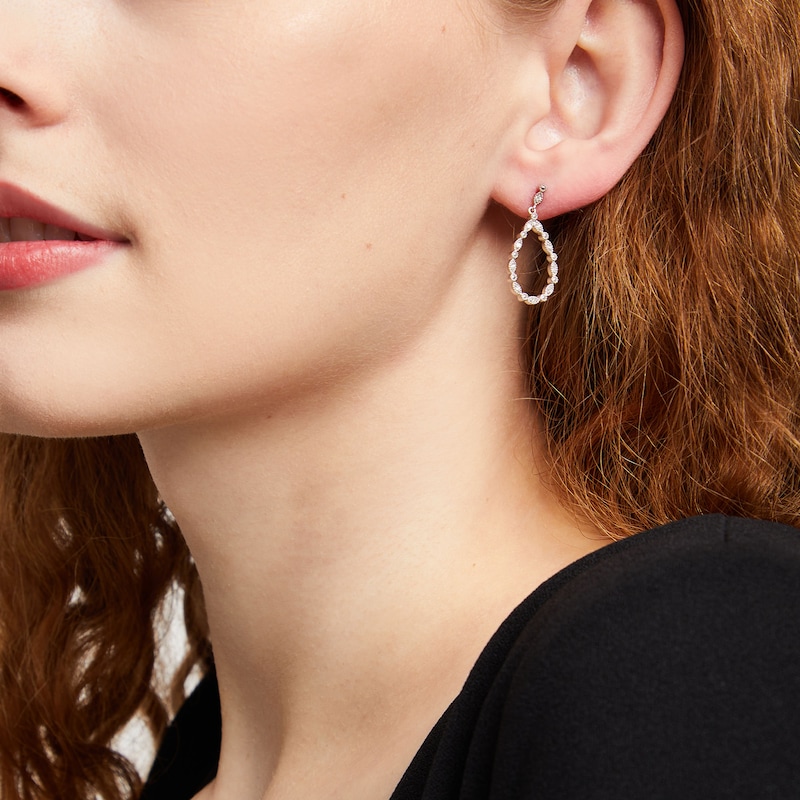 Main Image 2 of 1/10 CT. T.W. Diamond Art Deco Vintage-Style Teardrop Earrings in Sterling Silver