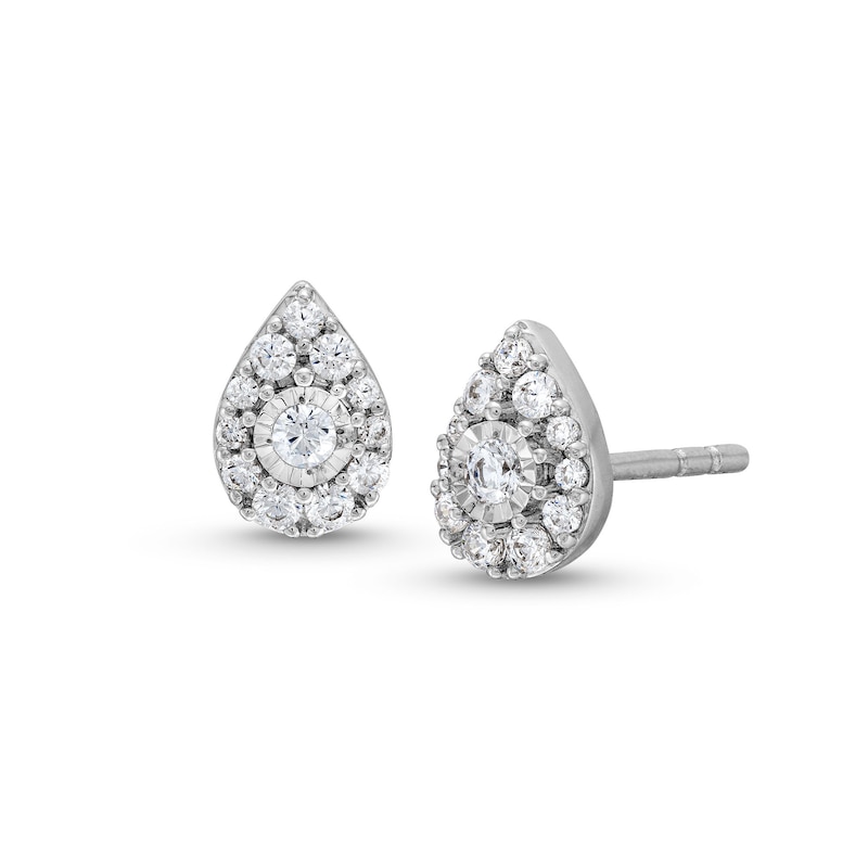Main Image 1 of 1/4 CT. T.W. Pear-Shaped Multi-Diamond Stud Earrings in Sterling Silver