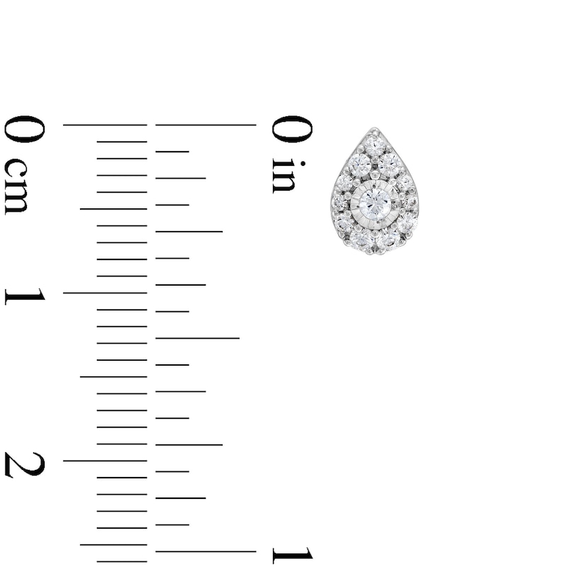 Main Image 3 of 1/4 CT. T.W. Pear-Shaped Multi-Diamond Stud Earrings in Sterling Silver