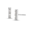 Thumbnail Image 1 of 1/10 CT. T.W. Baguette and Round Diamond Bar Stud Earrings in 10K White Gold