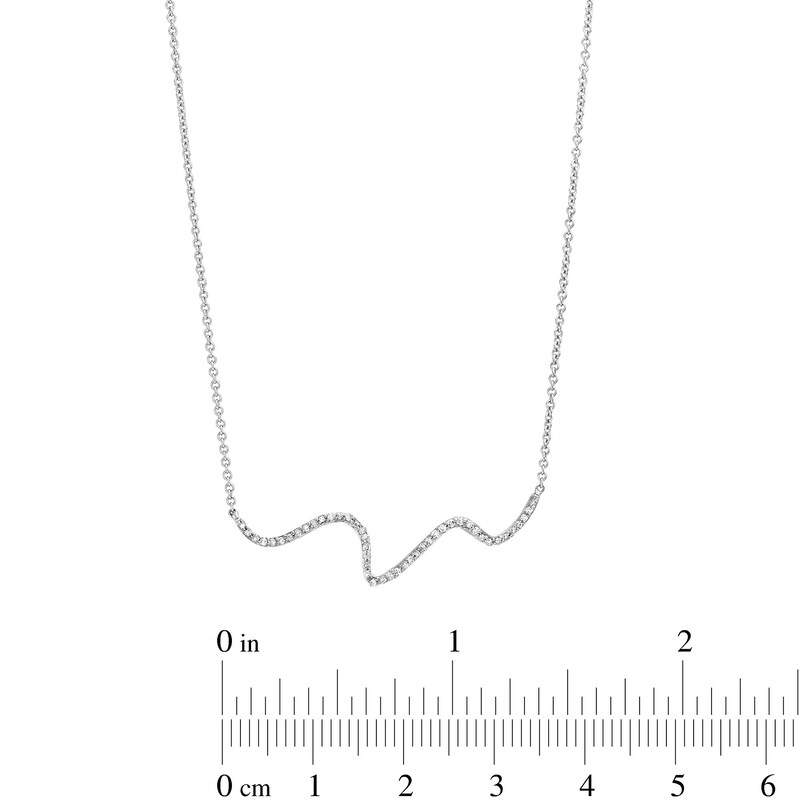 Main Image 3 of 1/10 CT. T.W. Diamond Wave Necklace in 10K White Gold