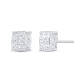 1/8 CT. T.W. Diamond Miracle Cushion Frame Stud Earrings in Sterling Silver