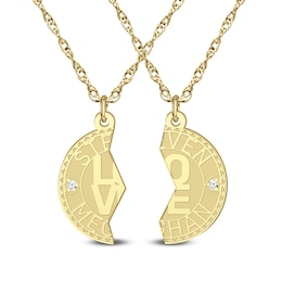 Couple's Diamond Accent Engravable Love Two Piece Pendant (2 Lines)