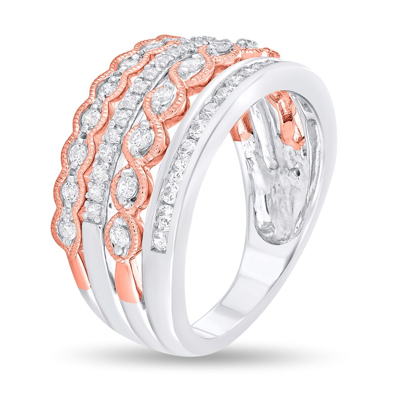 Main Image 2 of 5/8 CT. T.W. Diamond Stack Look Ring in 10K Two-Toned Gold