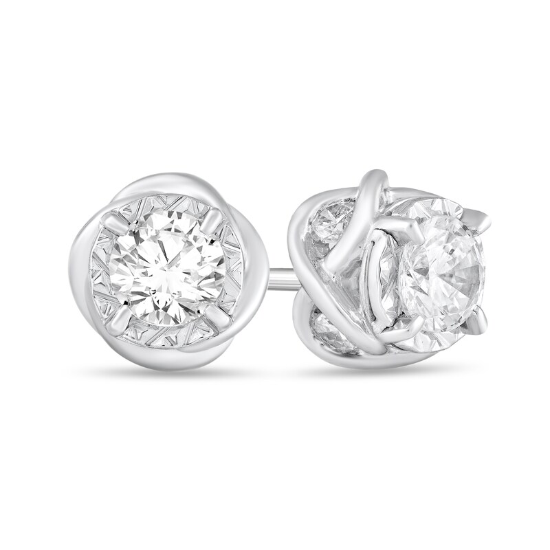 1 CT. T.W. Diamond Twist Stud Earrings in 10K White Gold | Zales Outlet