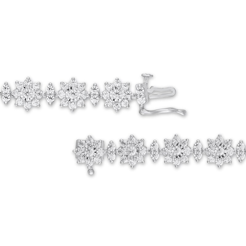 Main Image 2 of 5 CT. T.W. Diamond Flower Line Bracelet in 10K White Gold