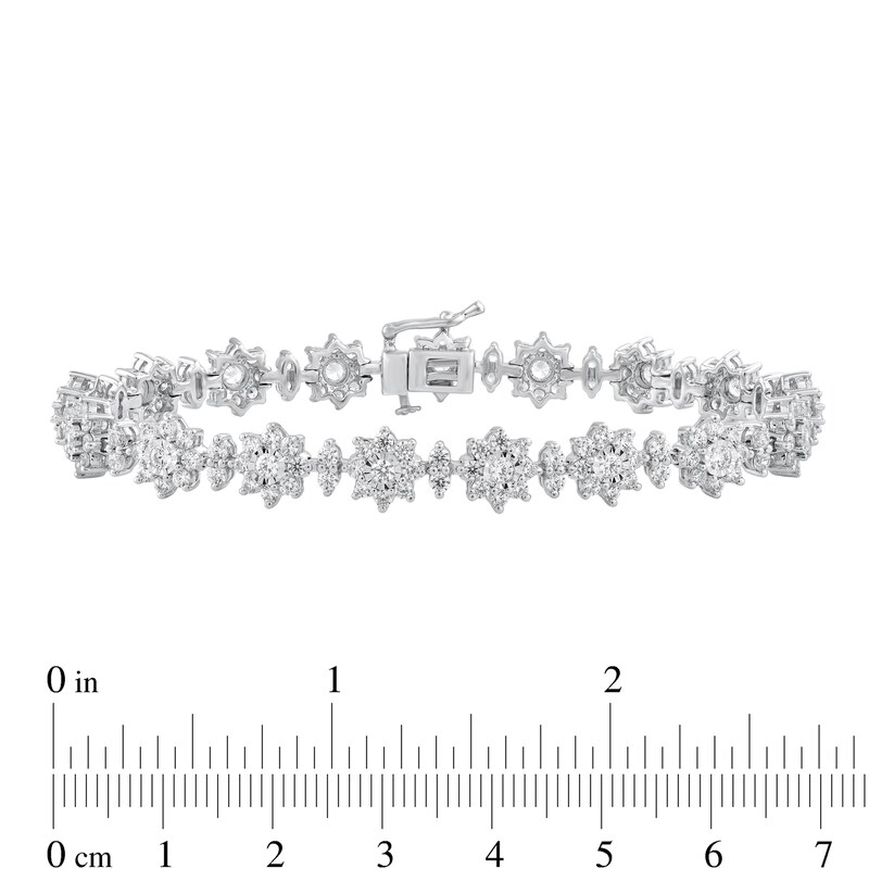 Main Image 3 of 5 CT. T.W. Diamond Flower Line Bracelet in 10K White Gold