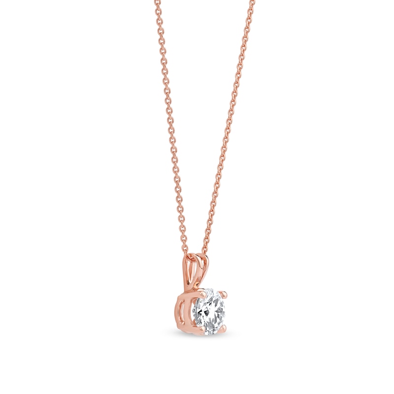 Main Image 2 of 1 CT. Certified Lab-Grown Diamond Solitaire Pendant in 14K Rose Gold (F/SI2)