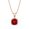 Thumbnail Image 1 of 7.0mm Cushion-Shaped Garnet and Diamond Accent Pendant in 14K Rose Gold