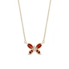 Thumbnail Image 1 of Marquise and Round Garnet with 1/20 CT. T.W. Diamond Butterfly Necklace in 14K Gold