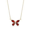 Thumbnail Image 0 of Marquise and Pear-Shaped Garnet with Diamond Accent Butterfly Necklace in 14K Gold