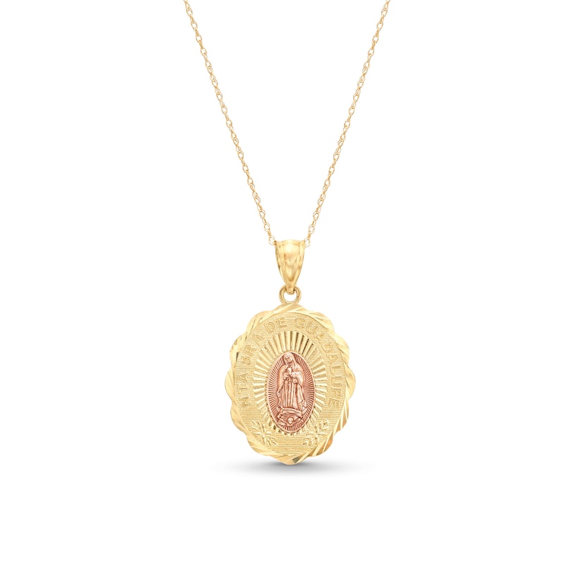 Main Image 1 of Our Lady of Guadalupe Medallion Pendant in 14K Two-Tone Gold