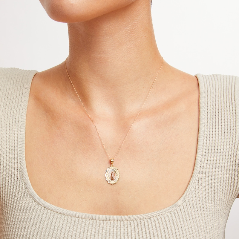 Main Image 2 of Our Lady of Guadalupe Medallion Pendant in 14K Two-Tone Gold