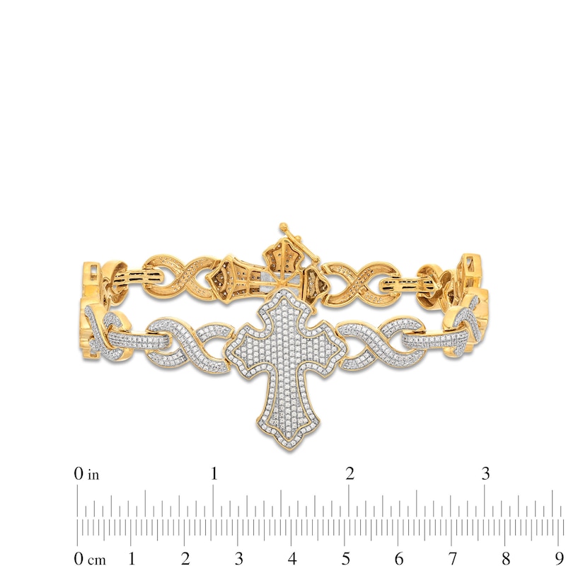 Men's 2 CT. T.W. Diamond Gothic-Style Cross Infinity Chain Link Bracelet in 10K Gold - 8.5"