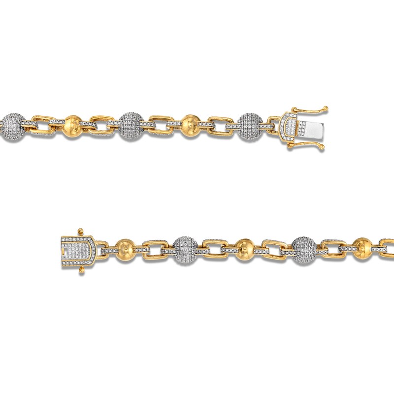 Main Image 3 of Men's 5 CT. T.W. Diamond Gothic-Style Cross with Beads Necklace in 10K Gold - 22"