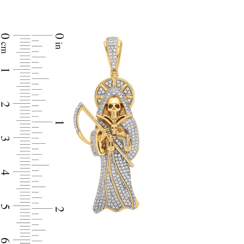Men's 1/2 CT. T.W. Diamond Santa Muerte Necklace Charm in 10K Gold
