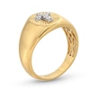Thumbnail Image 3 of Men's 1/10 CT. T.W. Diamond Cross Sunburst Oval Signet Ring in 14K Gold