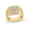 Thumbnail Image 1 of 1/4 CT. T.W. Diamond Cross Square-Top Signet Ring in 14K Gold