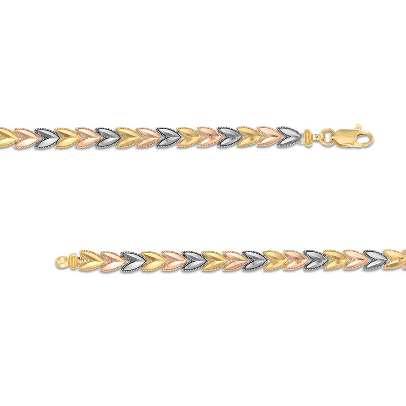 Main Image 3 of Heart Link Bracelet in 14K Tri-Tone Gold