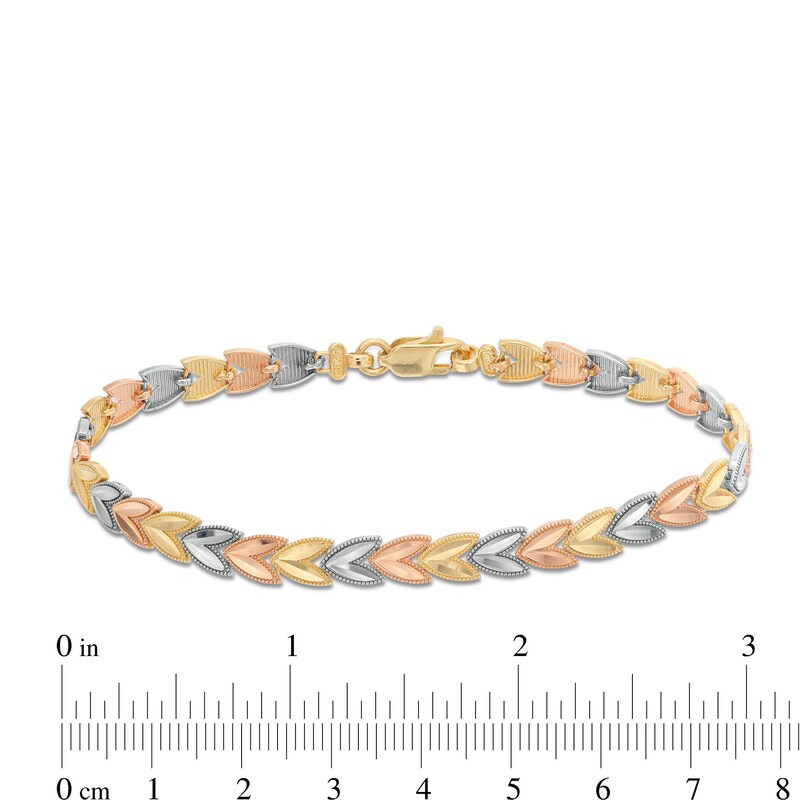 Main Image 4 of Heart Link Bracelet in 14K Tri-Tone Gold