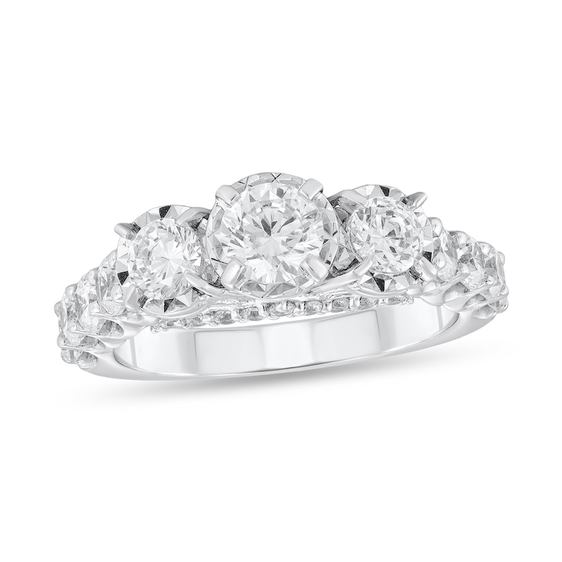 Main Image 1 of 1-3/4 CT. T.W. Diamond Three Stone Engagement Ring in 14K White Gold
