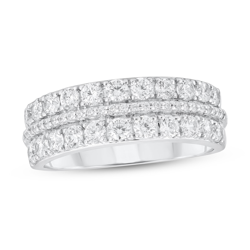 Main Image 1 of 1 CT. T.W. Diamond Three Row Band in 10K White Gold